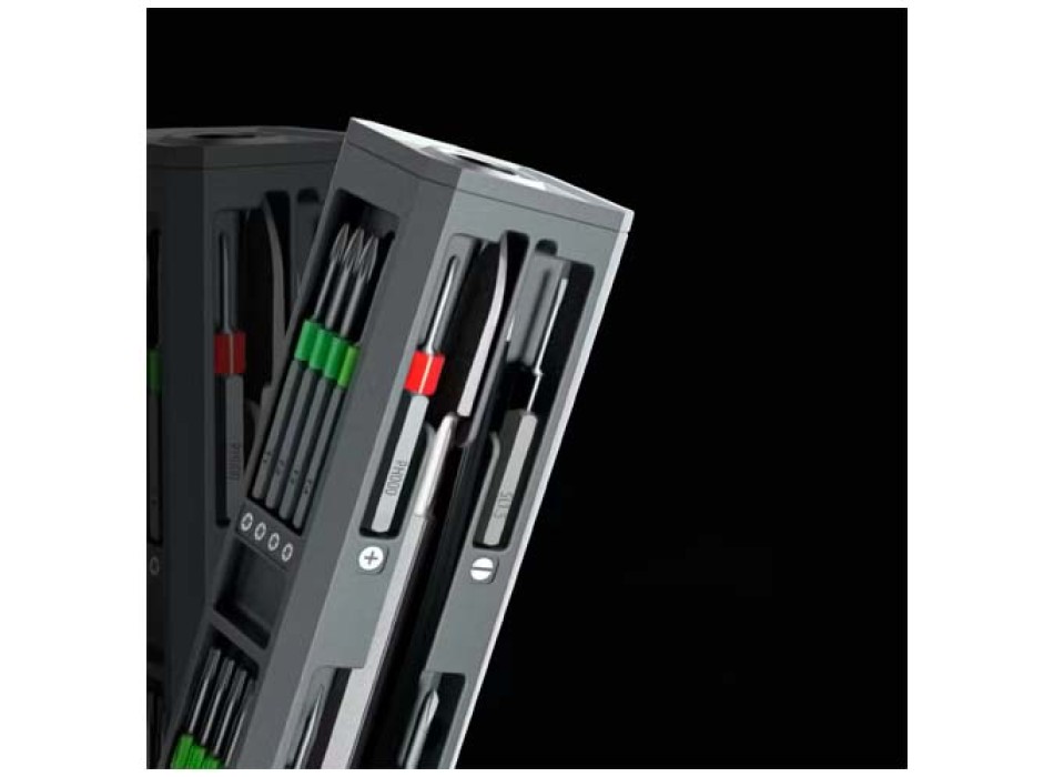 Set di riparazione con cacciaviti da 30 pezzi in custodia di alluminio SCX.design T20 FullGadgets.com