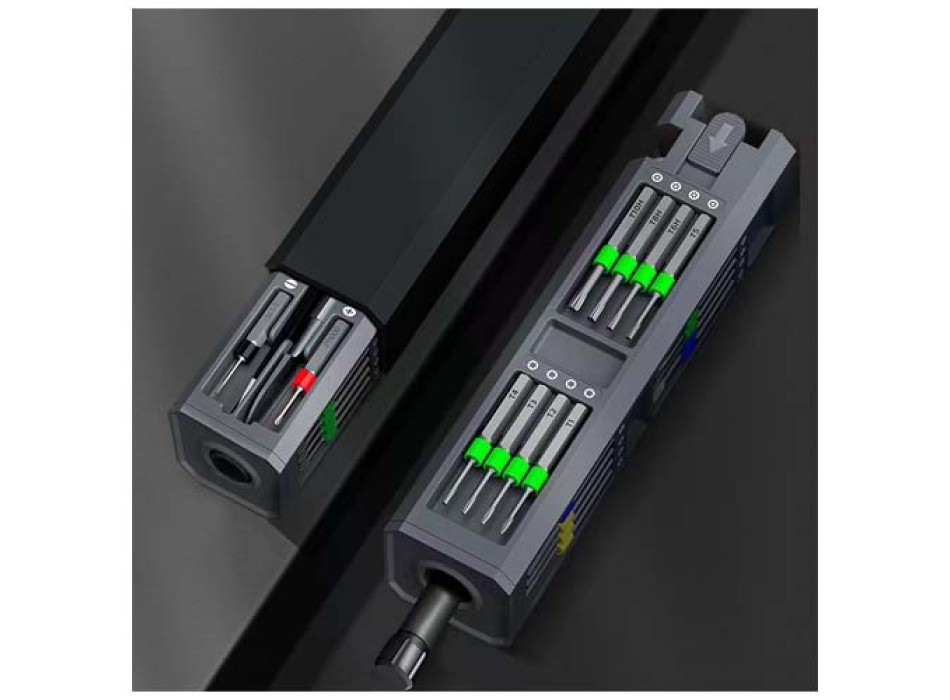 Set di riparazione con cacciaviti da 30 pezzi in custodia di alluminio SCX.design T20 FullGadgets.com