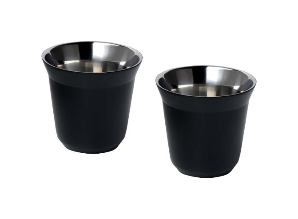  Set di tazze per caffè espresso in acciaio inossidabile certificato RCS da 80 ml Duo  FullGadgets.com