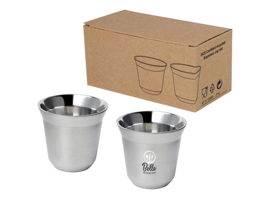  Set di tazze per caffè espresso in acciaio inossidabile certificato RCS da 80 ml Duo  FullGadgets.com