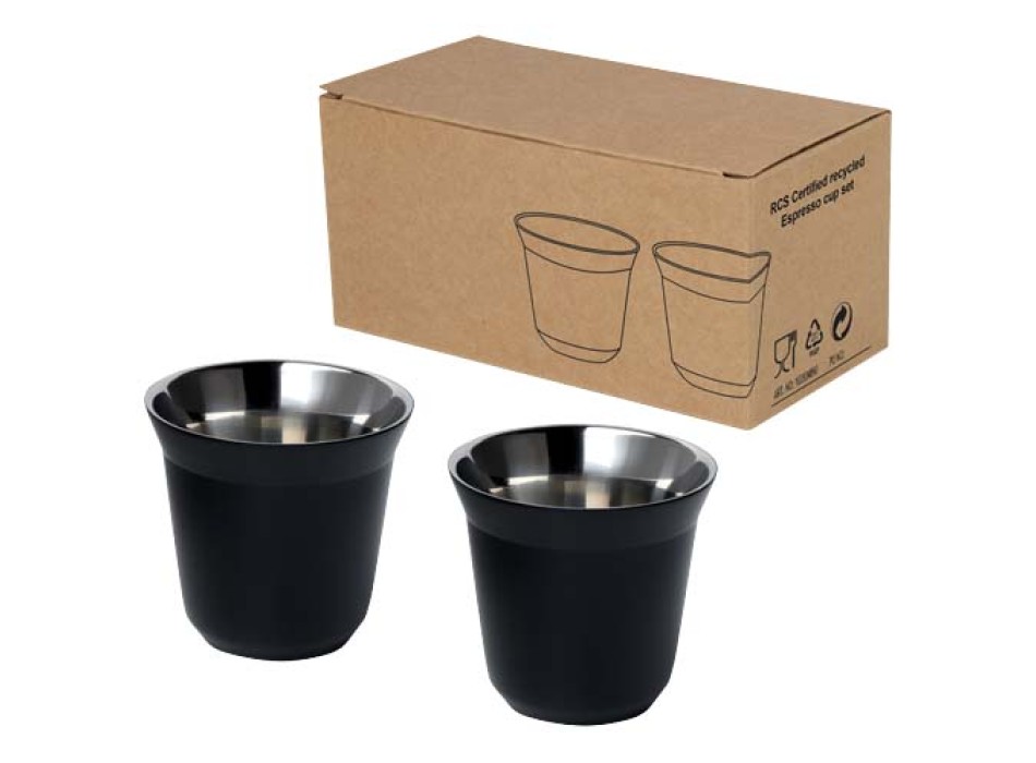  Set di tazze per caffè espresso in acciaio inossidabile certificato RCS da 80 ml Duo  FullGadgets.com