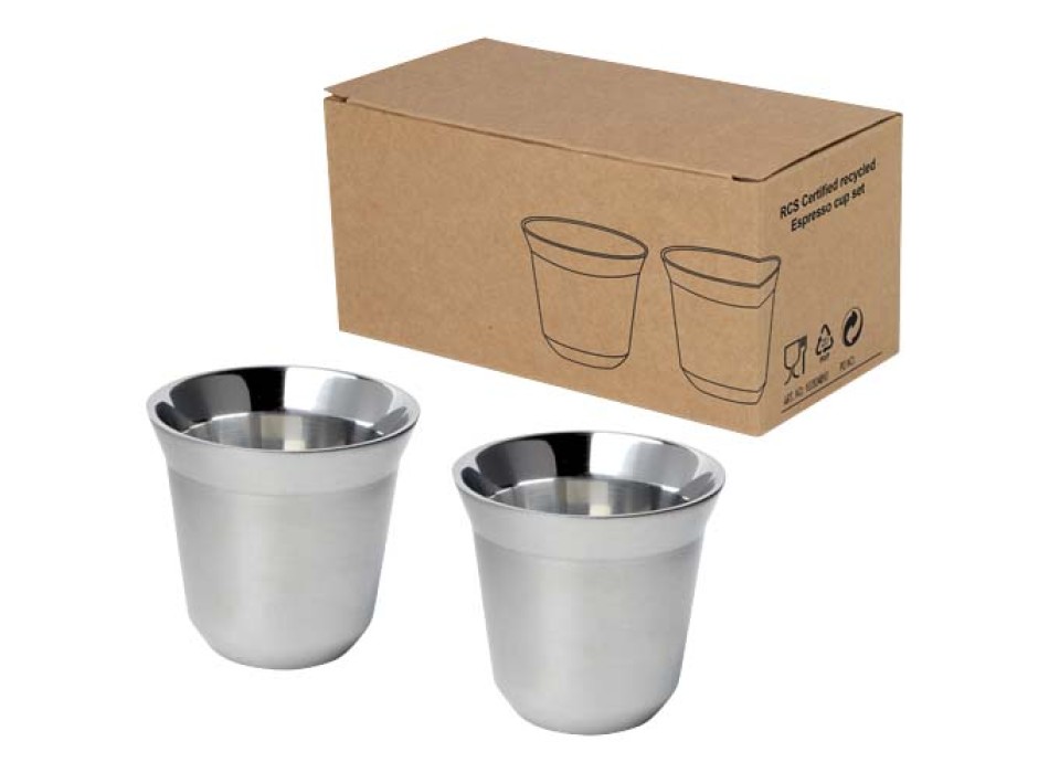  Set di tazze per caffè espresso in acciaio inossidabile certificato RCS da 80 ml Duo  FullGadgets.com