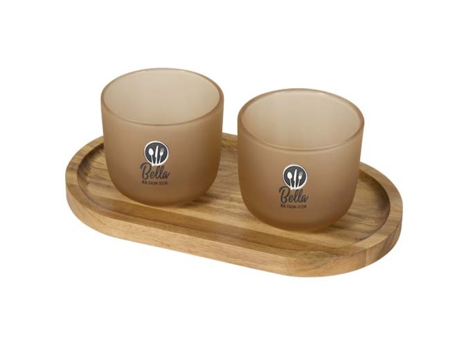 Set di vassoio da portata in legno con set di bicchieri in vetro Male FullGadgets.com