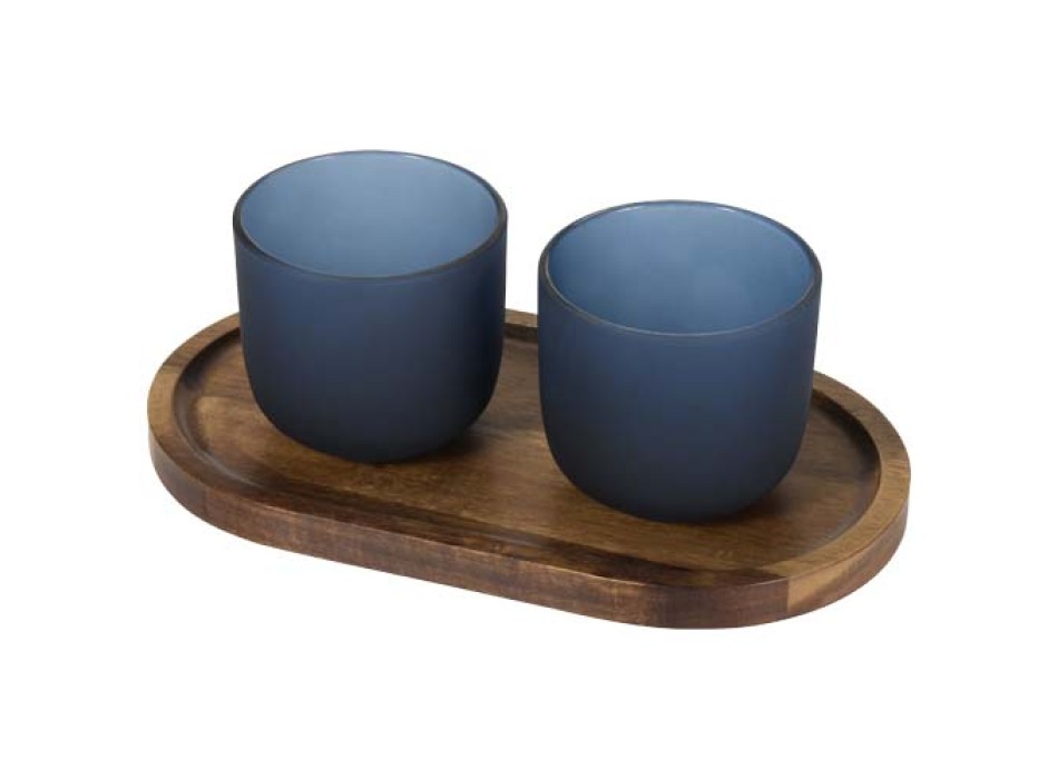 Set di vassoio da portata in legno con set di bicchieri in vetro Male FullGadgets.com