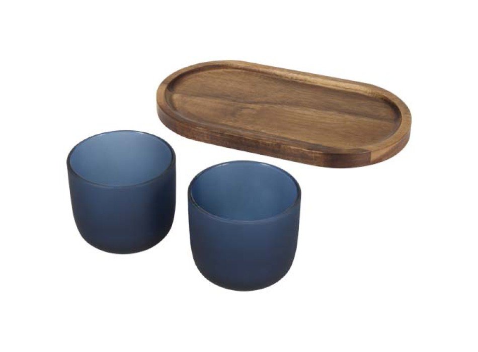 Set di vassoio da portata in legno con set di bicchieri in vetro Male FullGadgets.com