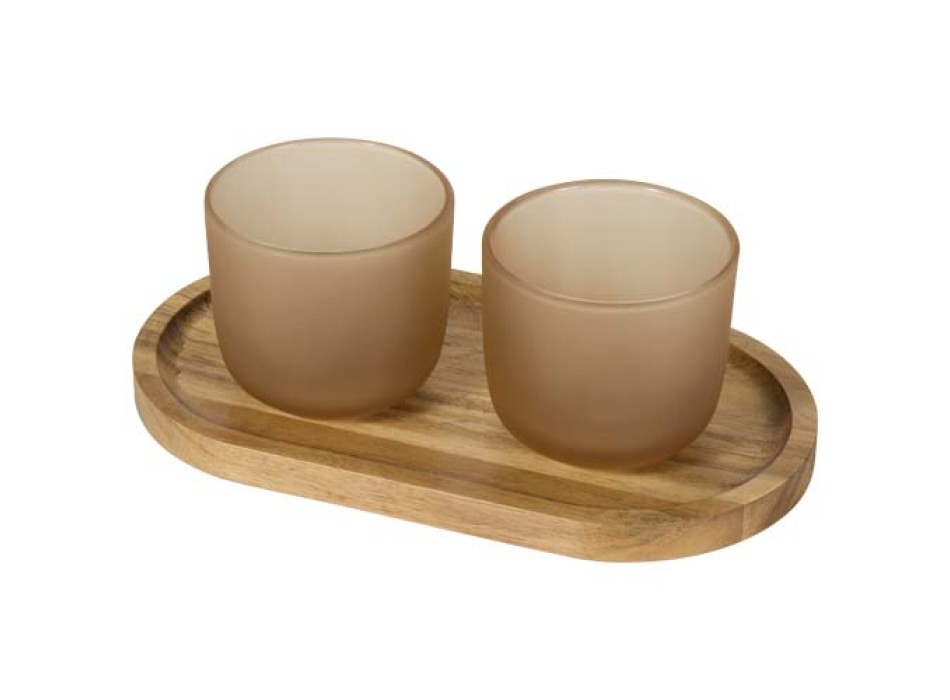 Set di vassoio da portata in legno con set di bicchieri in vetro Male FullGadgets.com
