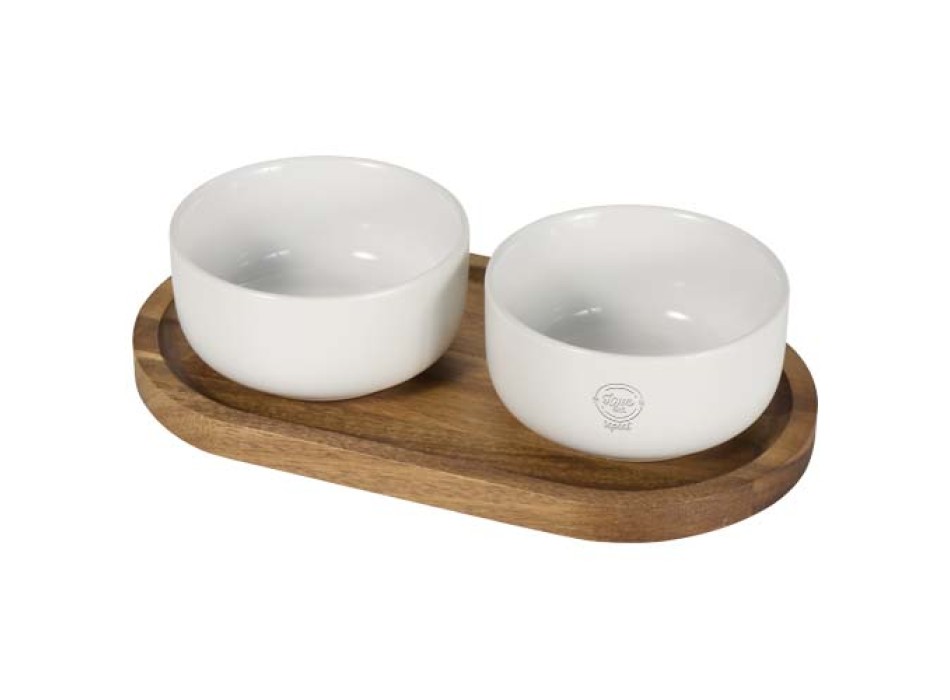 Set di vassoio in legno e ciotole da portata in ceramica Noa FullGadgets.com