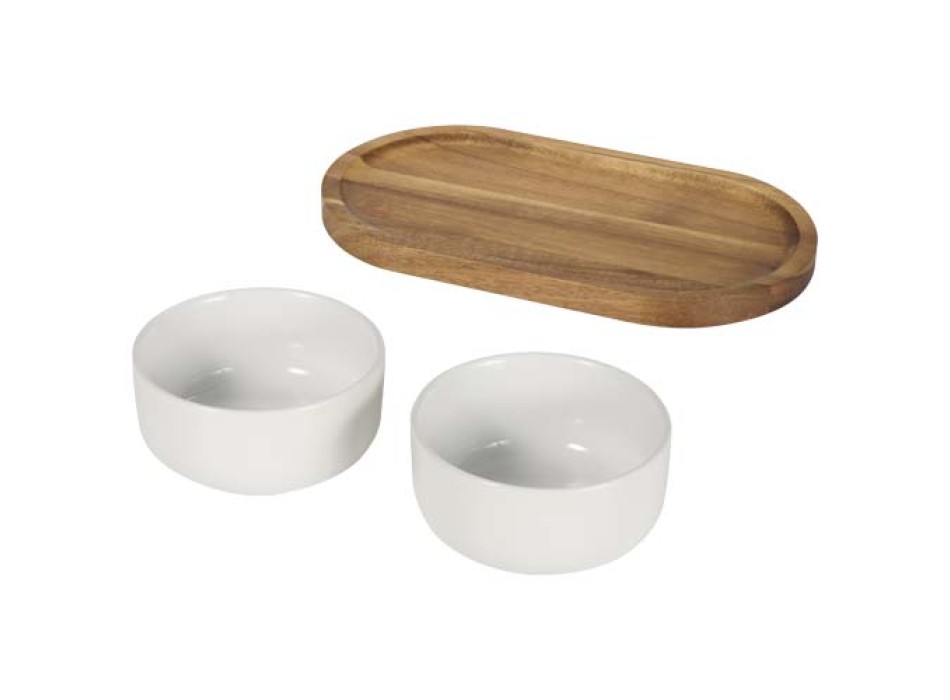 Set di vassoio in legno e ciotole da portata in ceramica Noa FullGadgets.com
