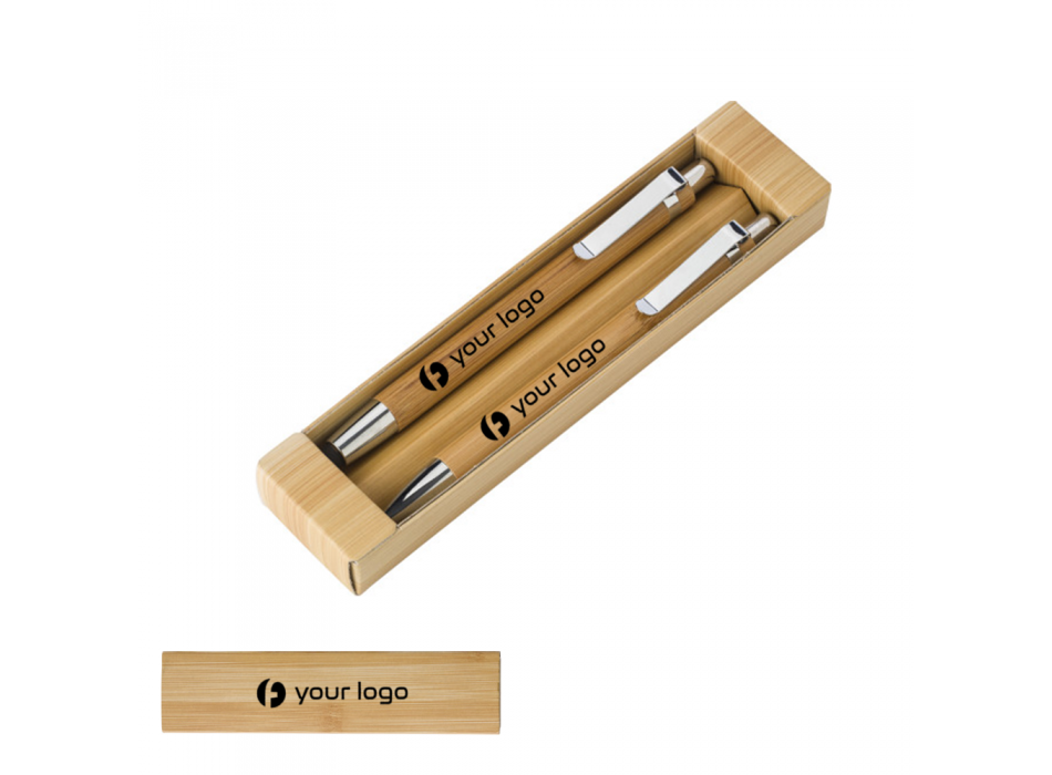Set penne in bamboo, refill blu FullGadgets.com