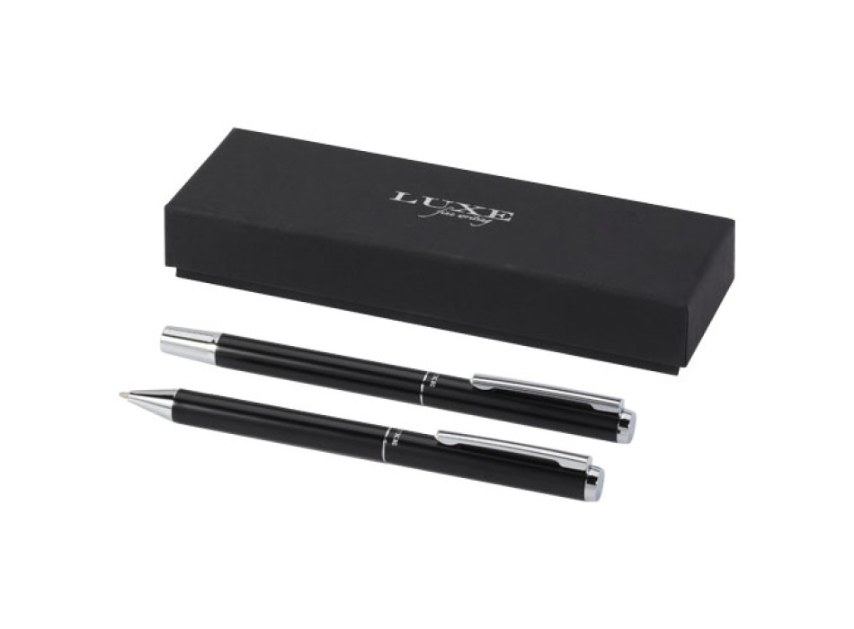 Set regalo con penna a sfera e penna roller in alluminio riciclato Lucetto (inchiostro nero) FullGadgets.com