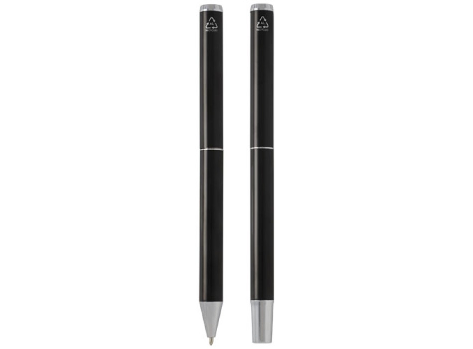 Set regalo con penna a sfera e penna roller in alluminio riciclato Lucetto (inchiostro nero) FullGadgets.com