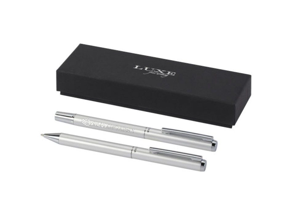 Set regalo con penna a sfera e penna roller in alluminio riciclato Lucetto (inchiostro nero) FullGadgets.com