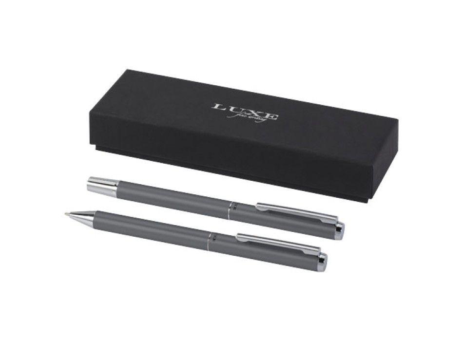 Set regalo con penna a sfera e penna roller in alluminio riciclato Lucetto (inchiostro nero) FullGadgets.com