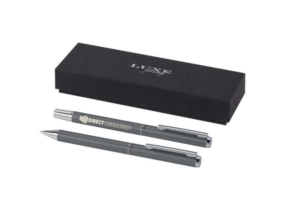 Set regalo con penna a sfera e penna roller in alluminio riciclato Lucetto (inchiostro nero) FullGadgets.com