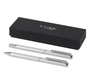 Set regalo con penna a sfera e penna roller in alluminio riciclato Lucetto (inchiostro nero) FullGadgets.com
