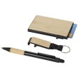 Set regalo con penna a sfera, portachiavi e portacarte RFID in alluminio riciclato certificato RCS Minka FullGadgets.com