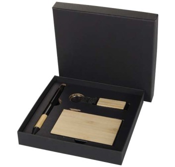 Set regalo con penna a sfera, portachiavi e portacarte RFID in alluminio riciclato certificato RCS Minka FullGadgets.com