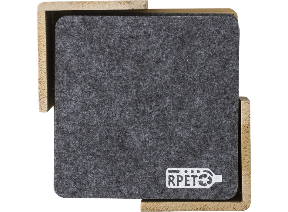 Set sottobicchieri in feltro rPET con custodia in bambù Lawrence FullGadgets.com