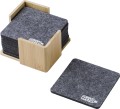 Set sottobicchieri in feltro RPET con custodia in bambù Lawrence