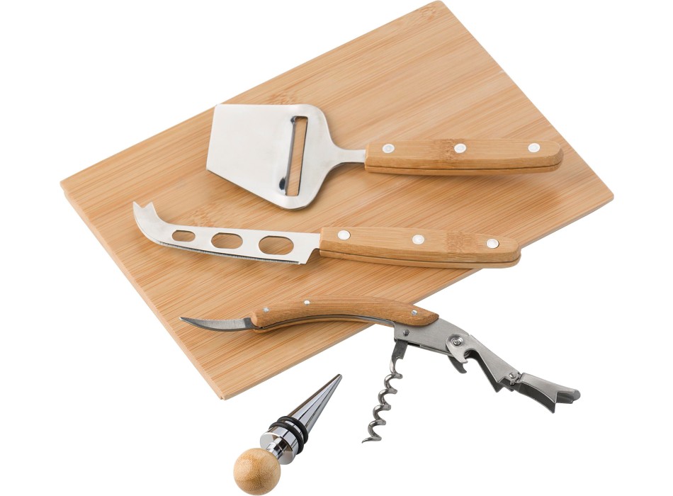 Set vino & formaggio in bambù Patrick FullGadgets.com