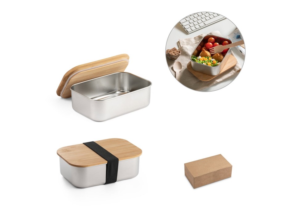 SHINO. Scatola ermetica in acciaio inossidabile, con coperchio in bambù 800 mL FullGadgets.com