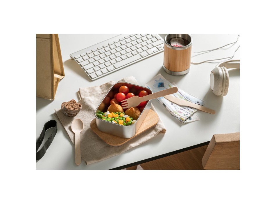 SHINO. Scatola ermetica in acciaio inossidabile, con coperchio in bambù 800 mL FullGadgets.com