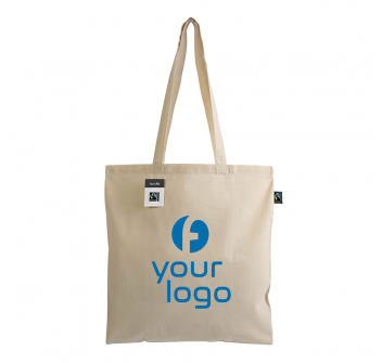 Shopper certificata Fairtrade  in cotone 140g/m2, manici lunghi e soffietto FullGadgets.com