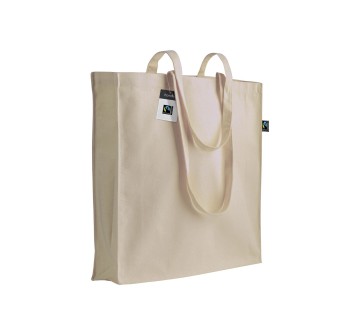 Shopper certificata Fairtrade® in cotone 140g/m2, manici lunghi e soffietto FullGadgets.com