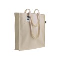 Shopper Certificata Fairtrade Personalizzabile In Cotone 140G/M2, Manici Lunghi E Soffietto