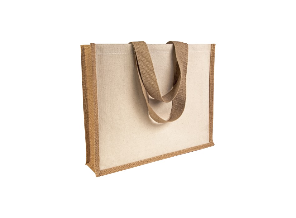 Shopper con soffietto alla base in juta e canvas FullGadgets.com