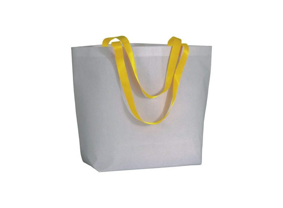 Shopper con soffietto alla base in TNT laminato 100 g/m2 cucito, manici in colore fluo FullGadgets.com