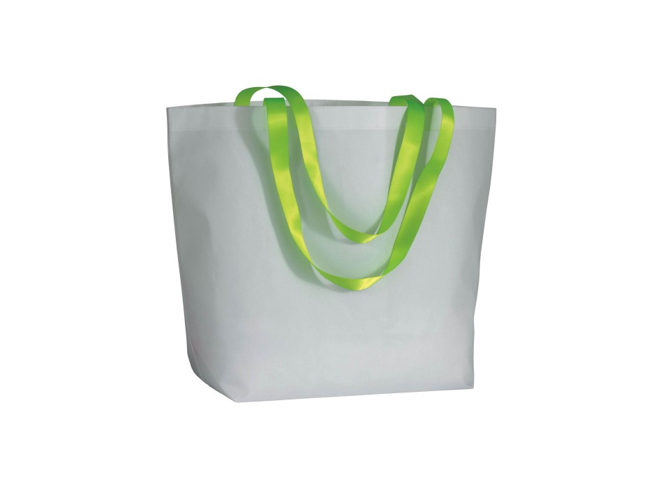 Shopper con soffietto alla base in TNT laminato 100 g/m2 cucito, manici in colore fluo FullGadgets.com