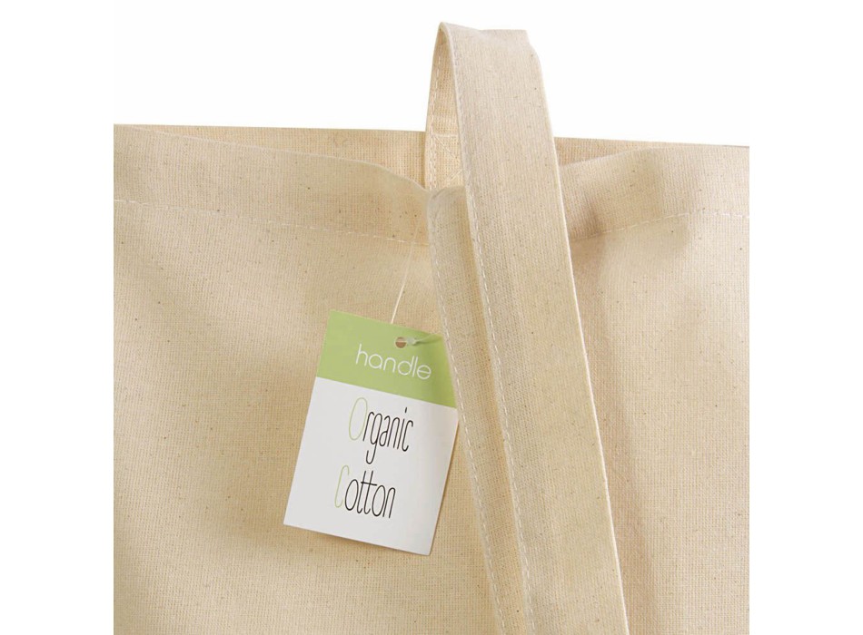 Shopper con soffietto in cotone biologico 140 g/m2, manici lunghi FullGadgets.com