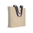 Shopper con soffietto in cotone naturale 220 g/m2, manici lunghi colorati FullGadgets.com