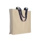 Shopper con soffietto in cotone naturale 220 g/m2, manici lunghi colorati FullGadgets.com