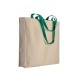 Shopper con soffietto in cotone naturale 220 g/m2, manici lunghi colorati FullGadgets.com