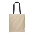 Shopper con soffietto in cotone naturale 220 g/m2, manici lunghi colorati FullGadgets.com