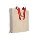 Shopper con soffietto in cotone naturale 220 g/m2, manici lunghi colorati FullGadgets.com