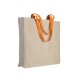 Shopper con soffietto in cotone naturale 220 g/m2, manici lunghi colorati FullGadgets.com