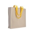 Shopper con soffietto in cotone naturale 220 g/m2, manici lunghi colorati FullGadgets.com