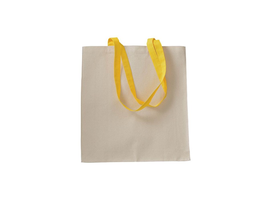 Shopper con soffietto in cotone naturale 220 g/m2, manici lunghi colorati FullGadgets.com