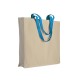 Shopper con soffietto in cotone naturale 220 g/m2, manici lunghi colorati FullGadgets.com