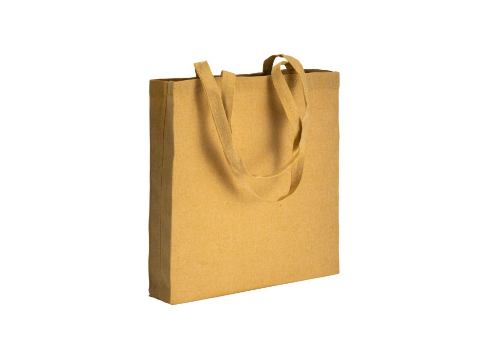 Shopper con soffietto in cotone riciclato 150 g/m2 effetto melange, manici lunghi FullGadgets.com