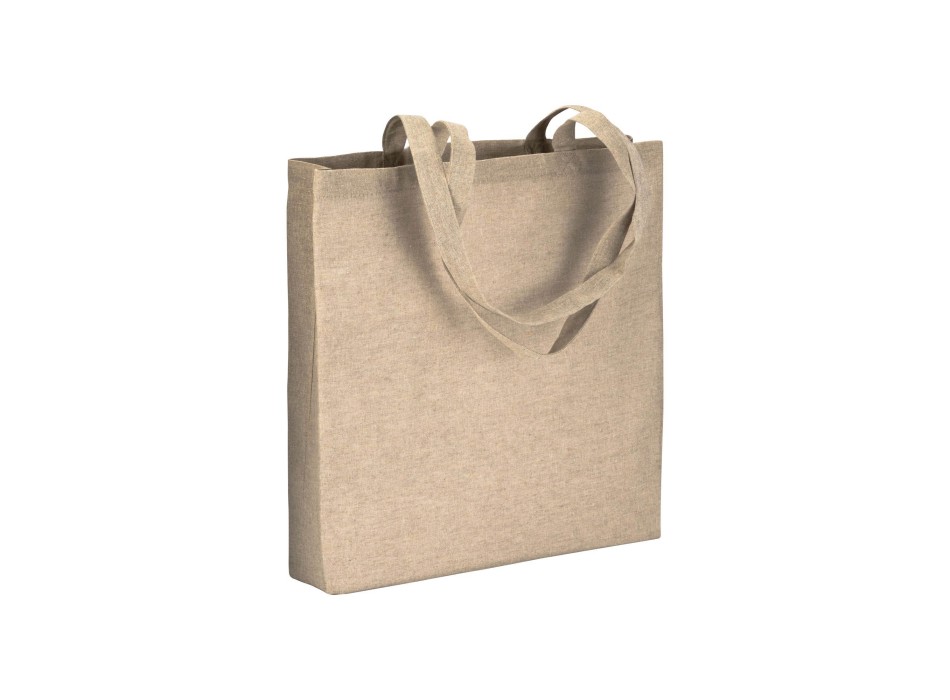Shopper con soffietto in cotone riciclato 150 g/m2 effetto melange, manici lunghi FullGadgets.com