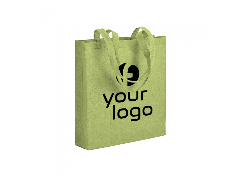 Shopper con soffietto in cotone riciclato 150 g/m2 effetto melange, manici lunghi FullGadgets.com