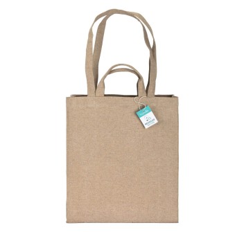 Shopper con soffietto in cotone riciclato  280 g/m2, con doppi manici. FullGadgets.com