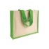 Shopper con soffietto in juta e canvas