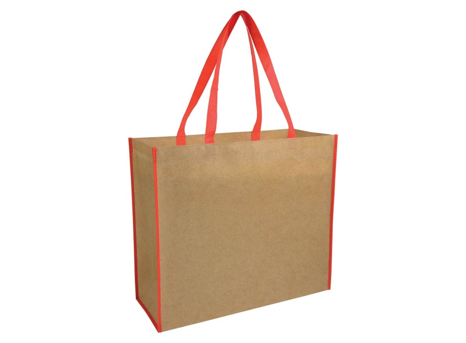 Shopper con soffietto in TNT laminato, manici lunghi a nastro colorati FullGadgets.com