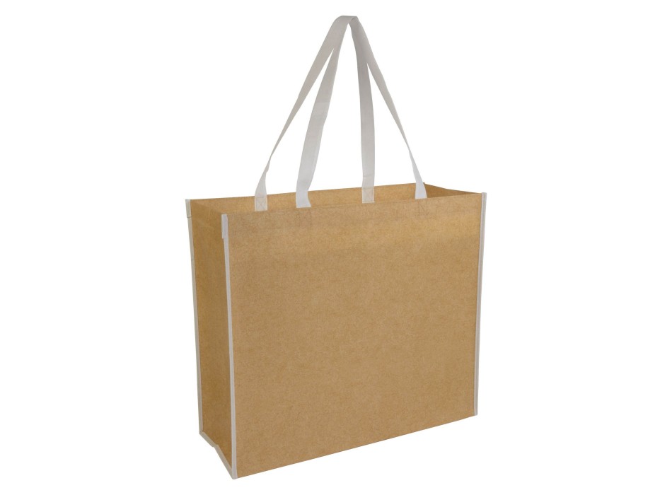 Shopper con soffietto in TNT laminato, manici lunghi a nastro colorati FullGadgets.com