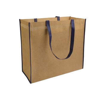 Shopper con soffietto in TNT laminato, manici lunghi a nastro colorati FullGadgets.com